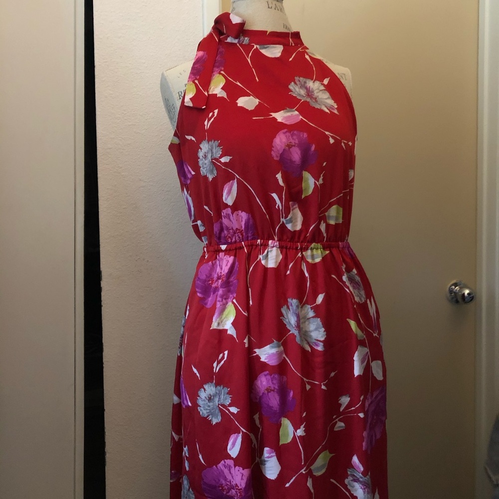 Banana Republic Petite Floral Tie-Neck Maxi Dress